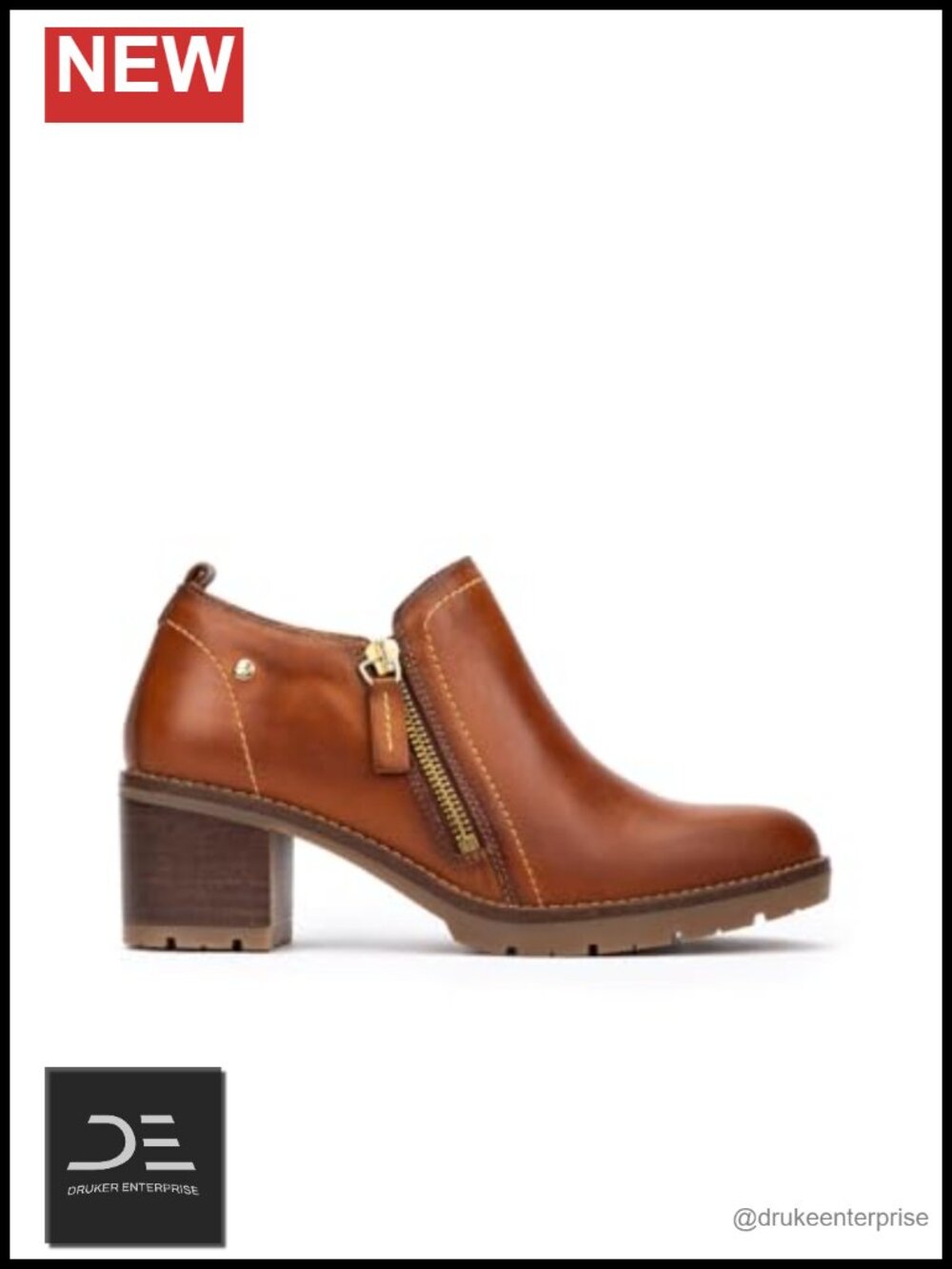 Pikolinos Llanes Ankle Leather Boots High Heel Zipper Closure Women